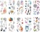 Cute Watercolor Cartoon Design Temporary Tattoo Feather bird Butterfly Flower Transfer Tattoo Stickers for Women Girl Tatoos 10 Sheets