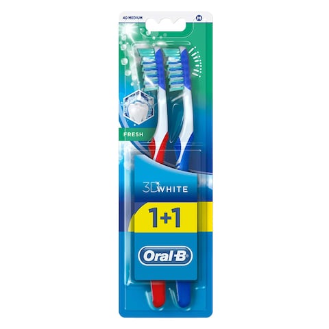 Oral-B 3D White Fresh Toothbrush Medium 1 Piece + 1 Piece Free