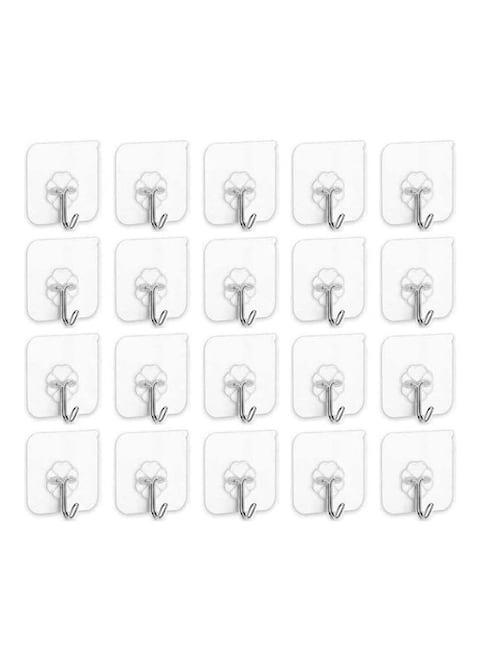 Marrkhor 20-Piece Heavy Duty Wall Hooks Transparent