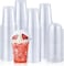 Vsell24 200Pc Disposable Drinking Plastic Cup 12Oz For Smoothie Coffee Water Juice Cups With Dome Lid Clear