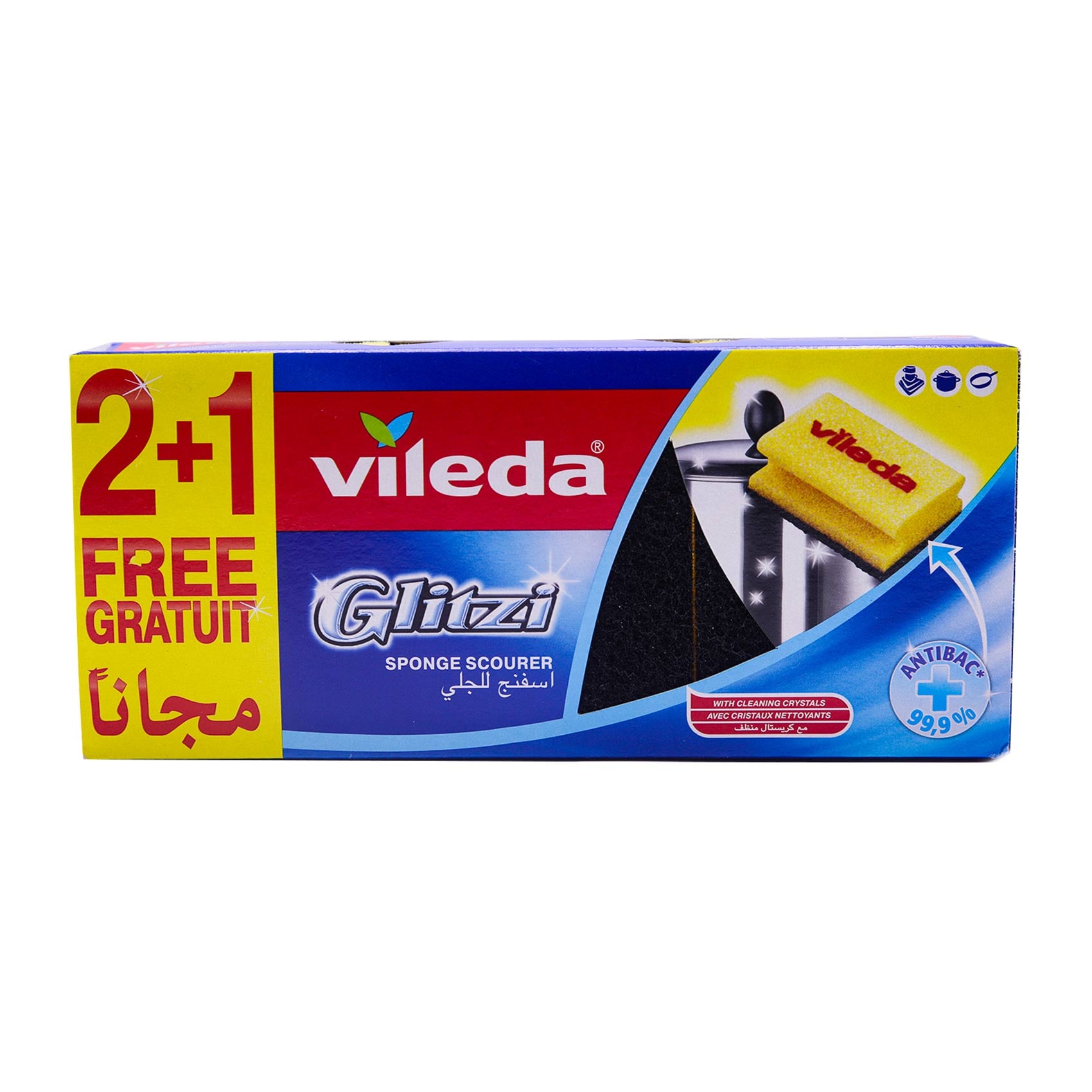 فيلدا جليتزي إسفنج للجلي + كريستال × 2 + 1 مجانا
