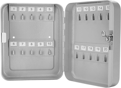 Rubik Key Cabinet Wall Mount Design with Key Lock, Secure Metal Key Safe Box, Best Wall Mounted Key Safety Box Cabinet Design (20 Key Capacity) White