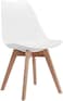 GDF Modern Dining Chair Plastic Shell With Leather Cushion on Seat &amp; Wooden Legs White ColorModel- JEAM2 (No warranty for furniture items)