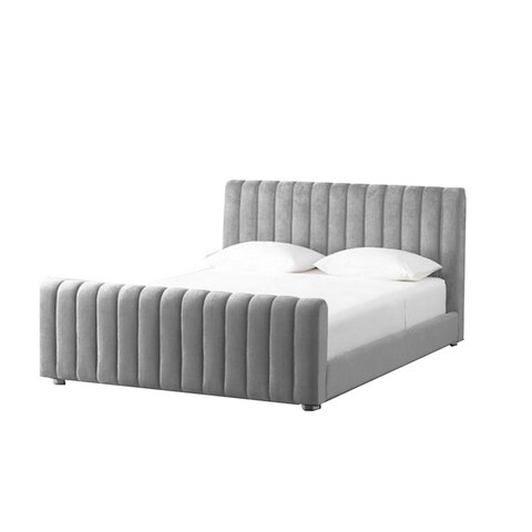 إن هاوس مارتوس هيكل سرير منجد بالمخمل - نفر ونص - 200×150 سم - رمادي