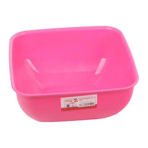 Poly Egy Square Plastic Bowl No.2 - 1 Liter - Pink
