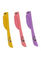 Buy 3-Piece Flamingo Printed Eyebrow Razor Yellow/Purple/Pink 6inch in UAE