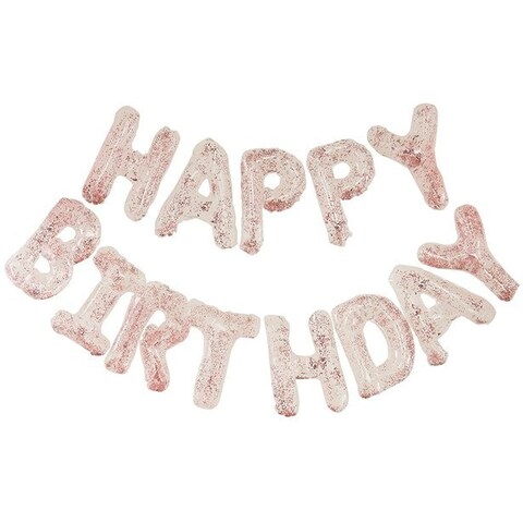 Ginger Ray Confetti Filled Happy Birthday Balloon Bunting- Rose Gold