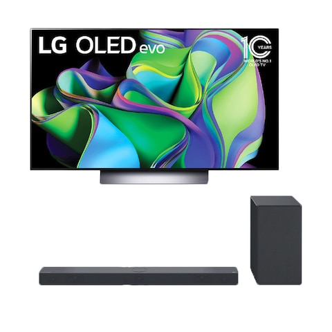 LG Evo C3 65inch OLED 4K Smart TV 65C3 Black With 400W Bluetooth Soundbar With Remote SC9S Black