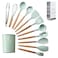 "ComCreate" Silicone Cooking Kitchen 11PCS Wooden Utensils Tool for Nonstick Cookware,Cooking Utensils Set with Bamboo Wood Handles for Nonstick Cookware，Non Toxic Turner Tongs Spatula Spoon Set