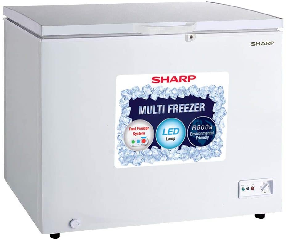 Sharp 250 Liters Large Free Standing Chest Freezer With Built In Condenser, White, SCF-K250X-WH3 With 1 Year Brand Warranty