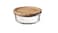 Food container with lid, round glass/bamboo400 ml