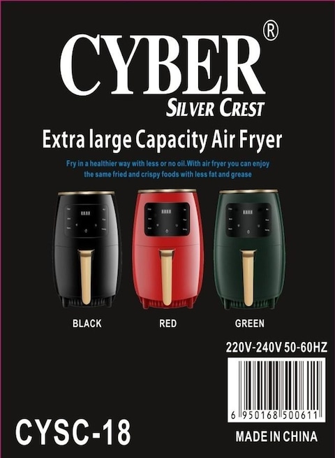 Cyber Silver Crest Multifunctional Digital Touch Air Fryer (Green)