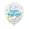 Unique- Happy Birthday Clear Balloon With Bright Confetti 6pcs 12in