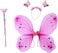 Party Time Dark Pink 3pcs Girl's Butterfly Costume Set Butterfly Wings with Butterfly Headband and Fairy Magic Wand Kids Performance Party Costume, Halloween Costume Party - Party Supplies