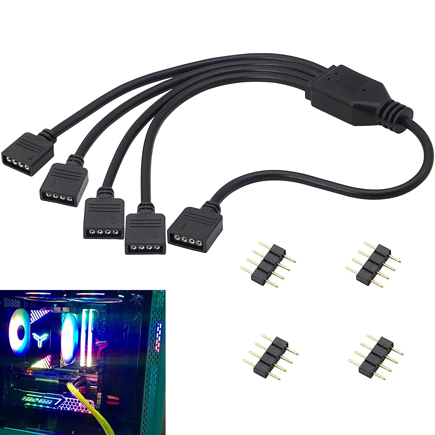 Buy 12V 4 pin RGB Splitter Cable Y-Shaped LED Strip Connector RGB 4-Pin ...