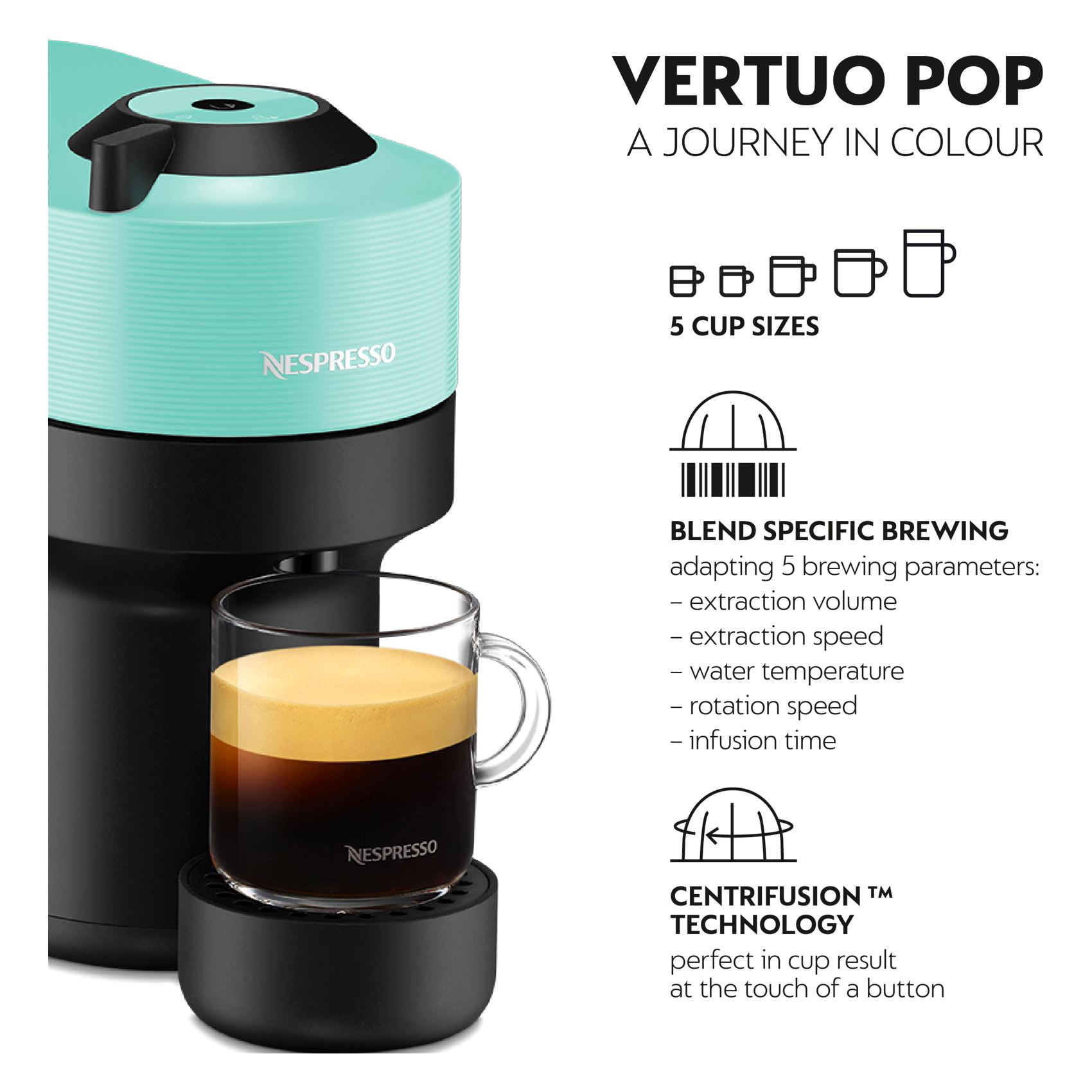 Nespresso Vertuo Pop Coffee Maker Aqua Mint