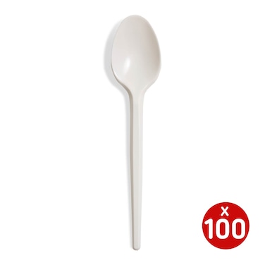 Tiba Disposable Plastic Spoons - Small - 100 Pieces