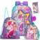 Eazy Kids - 18" Set of 4 School Bag Lunch Bag Activity Bag &amp; Pencil Case Unicorn-Pink
