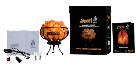 Geohoney Himalayan Salt Lamp With Iron Basket