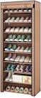 10-Tier Shoe Rack, Shoe Storage, Shoe Rack 58 x 28 x 160 cm, for approx. 27 Pairs of Shoes, DIY, Slim, Made of Non-Woven Fabrics (brown)