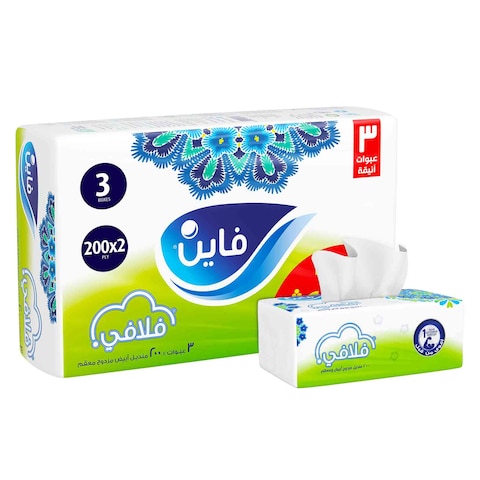 Fine Fluffy Facial Tissues 200 Sheet 2 Ply 3 Pieces