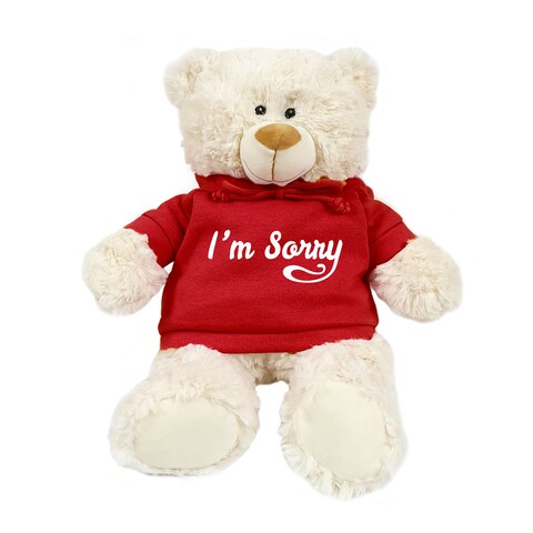 Cream Bear with Red Hoodie I&#39;m Sorry 38cm