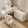 AWD Smart Vanity Table, Dressing Table with Mirror, Chair and Double Chest Drawers Feature a Wireless Charging Speaker LED Light - White
