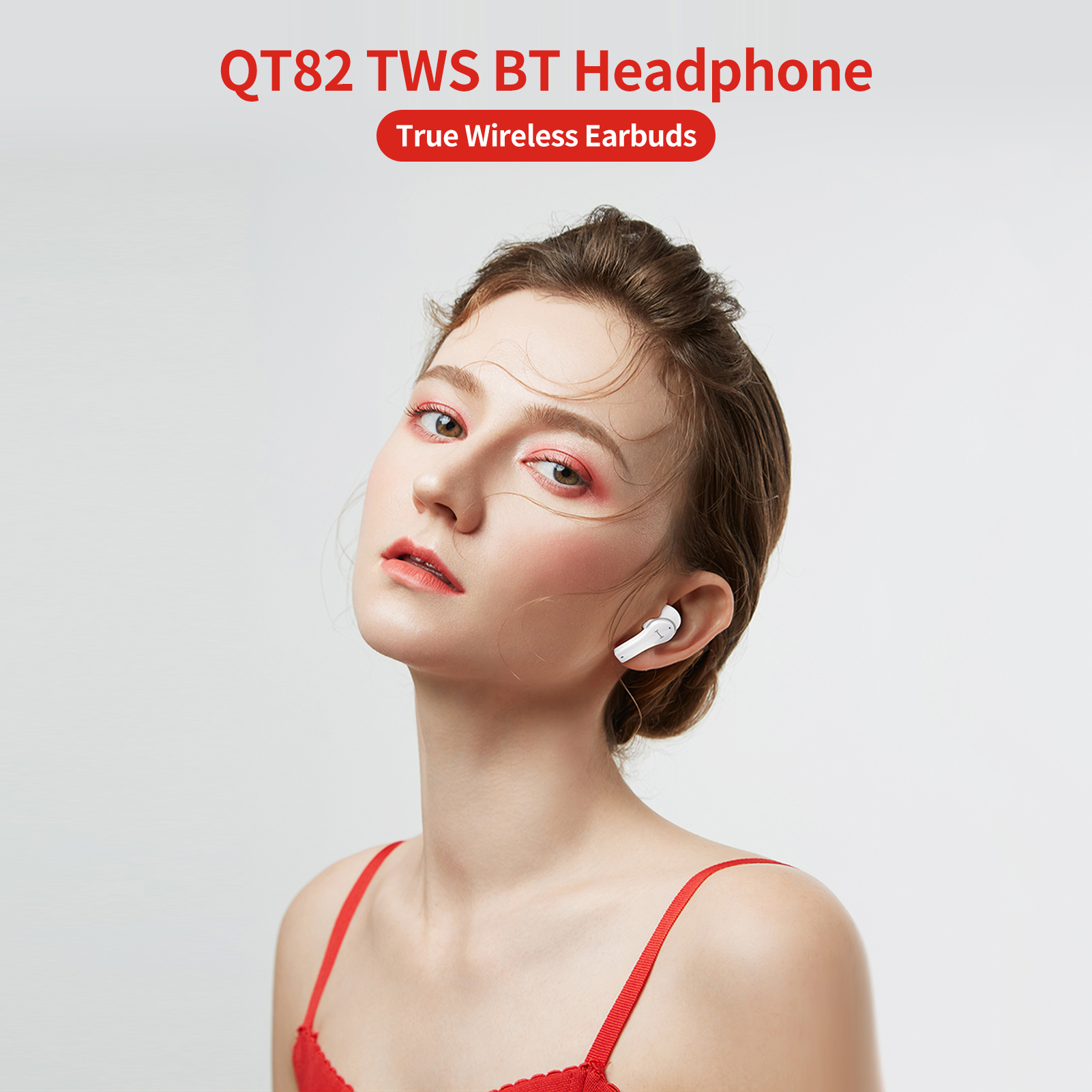 Lenovo-White  QT82 TWS Wireless BT Headphone In-ear Sports Earbuds Waterproof Sweatproof Earphone Noise Reduction Headphone White