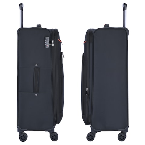 Eminent Expandable Luggage Trolley Bag Soft Suitcase for Unisex Travel Polyester Shell Lightweight with TSA lock Double Spinner Wheels E751SZ Large Checked 28 Inch Black