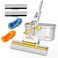 ZALCOON PVA Quadruple Rollers Sponge Mop Bucket 33cm, with 2 Ultra Absorbent PVA Sponge Refills, 2 Mop Slippers &amp; 1 Mop Holder  Household Cleaning Tool for Kitchen, Tiles, Multi-Surface Hard Floors