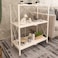 Uujuly 3-Tier Metal Storage Shelf, Multi Layer Foldable Kitchen Shelving Storage Rack, Large Capacity Iron Wire Collapsible Shelves Organiser For Bedroom Living Room Office Garage No Assembly (White)