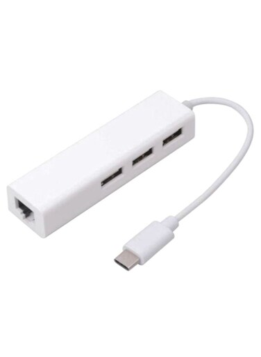 Buy Generic USB 3.1 Type C To USB Hub with LAN Port Adapter White ...