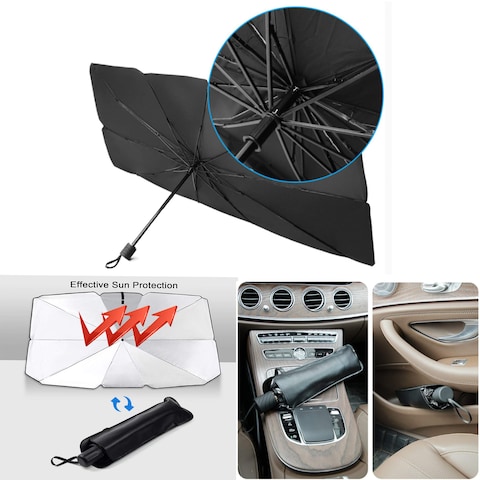 Car Windshield Sun Shade Umbrella,Foldable Car Umbrella Sunshade Cover UV Block Car Front Window,Sunscreen Heat Insulation Car Front Windshield Umbrella Folding Sunshade,Blocks UV Rays Sun (Large (140
