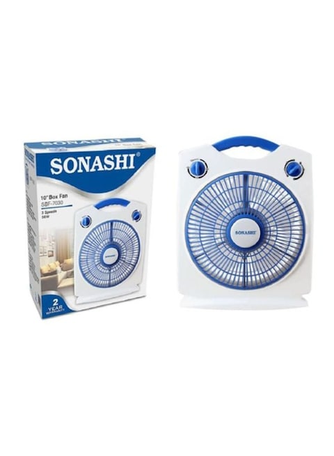 Sonashi 10-Inch Box Fan SBF-7030-BLUE White/Blue