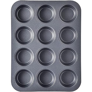 ECVV Cake Bakeware Mould, Carbon Steel Muffin Pan, 12 Cavity Bakeware Non-Stick Cake Baking Pan, Mini Pie Pans, Carbon Steel Muffin Tray, Standard Baking Pan Mold for Oven Baking
