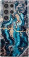 Burga Samsung Glaxy S24 Ultra Mobile Phone Case Cover Hybrid 2 Layer Hard Shell Silicone Protective Case Crystal Blue Teal Turquoise Marble Scratch Resistant