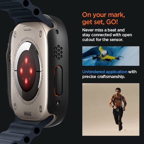 Spigen Thin Fit 360 designed for Apple Watch Ultra case with Tempered Glass Screen Protector for Apple Watch ULTRA (49mm) - Black