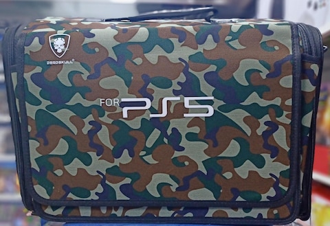 Military Green Travel Shockproof Shoulder Handbag for PS5 Console
