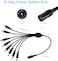 XBW 2Pack DC 1 Female to 8 Male Output Power Splitter Cable 8 Way Y Splitter Adapter Wire for CCTV Security Cameras