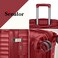 Hard Case Large Checked Luggage Trolley For Unisex Polypropylene Lightweight 4 Double Wheeled Suitcase With Built In TSA Type Lock Travel Bag KH1005 Wine Red