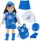 Emily Rose 18 Inch Doll Clothes, Daisy Girl Scout-Inspired Outfit, Includes Blue Skirt, Ls White T-Shirt With Daisy Print, Blue Tunic With Embroidered Patches, Matching Hat And Socks