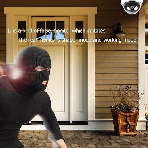 Tomvision - Dummy Camera cctv, Home Security Fake Camera Imitation Dummy Security Camera Dome With Flashing LED Light