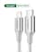 سلك شاحن يوجرين نايلون مظفر USB-C إلى آيفون بطول 1 م - فضي