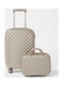Partner 3-Piece Textured Checkered Luggage Trolley Set, Champagne