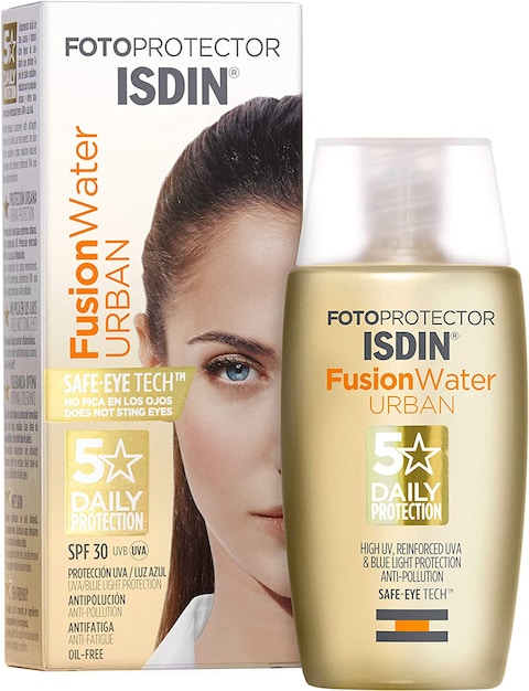 Isdin Fotoprotector Fusion Water Urban Spf 30 (50ml)   Urban Protection   Anti-Pollution   Protection Against Uv, Uva And Blue Light