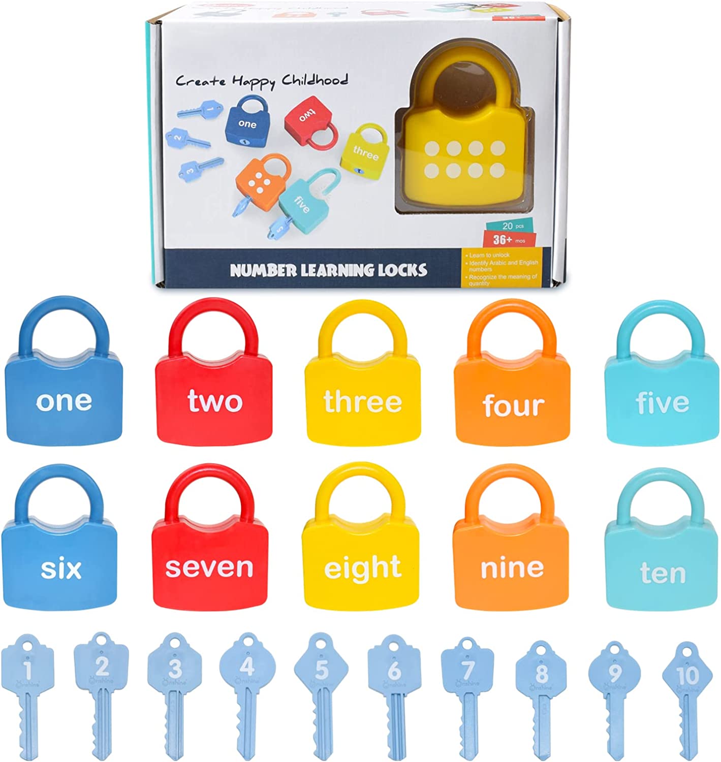 Buy Yydeek Numeric Learning Locks Toy With Keys, Children And Key ...