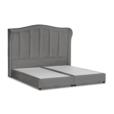 إن هاوس شومت هيكل سرير منجد بالمخمل - نفر ونص - 200×140 سم - رمادي