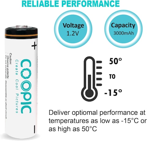 COOPIC Create Cool Pictures 4pieces 3000mAh AA RH6 Ni-MH Pre-charged type Rechargeable Battery