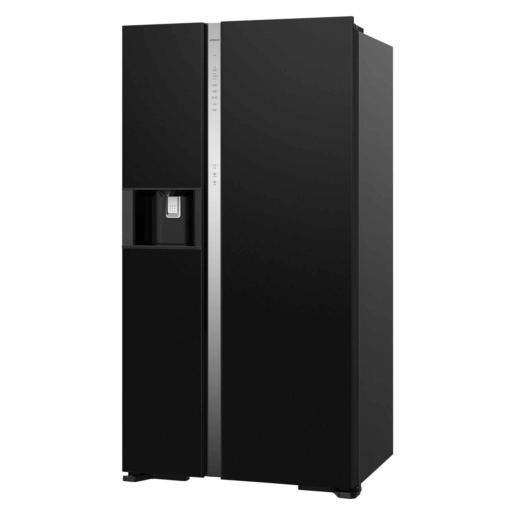 Hitachi 569L Net Capacity Side By Side Glass Refrigerator With dispenser Glass Black- RSX700GPUK0GBK