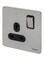 Schneider Ultimate Stainless Steel Screwless Flat Plate 13A 1 Gang Single Switch Socket Black Insert